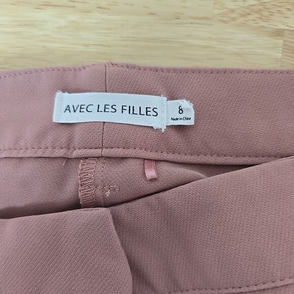 Avec Les Filles‎ Pastel Pink Wide Leg Cropped Pants size 8 Legally Blonde Office - Picture 3 of 9